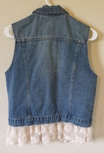 Paisley Vine Denim Jean Vest Women's Size Small Lace Western Cowgirl - Picture 2 of 7