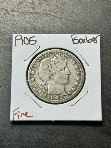 1905 P Barber Silver Quarter Fine Better Date Coin (Raw11836)