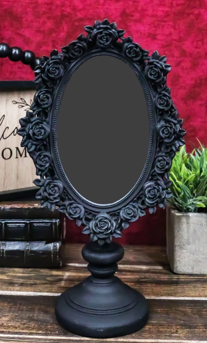 Victorian Black Gothic Roses Floral Vanity Dresser Desktop Table