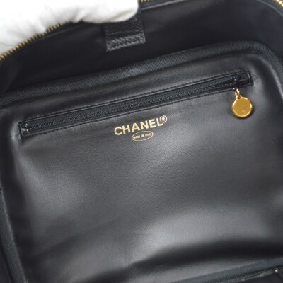 Chanel Black Calfskin Timeless Lunch Box Vanity 24 2way Handbag