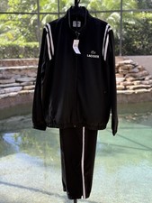 Lacoste Men's XL Black Taffeta Tracksuit with Side Stripe - Activewear Set