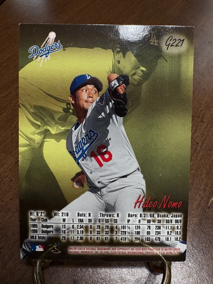 1997 Ultra "Gold Medallion" HIDEO NOMO Los Angeles Dodgers #G221 - Osaka Japan - Image 2 of 2