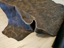 2-3oz VINTAGE DARK BROWN PULL-UP SHEEPSKIN LAMBSKIN LEATHER HIDE PANEL,SHEET 7 