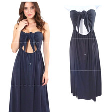 Tie Front Midi Dress Women's Size 6 Black Soft Stretch Knit Adjustable