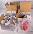 Lot 2 Sheila Bridges Philadelphia Red Gingham Lowball Tumblers, 4 Packs New