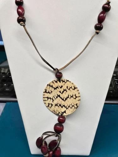 Vintage New Old Stock Bohemian-Style 30" Leather Necklace / Costume Jewelry