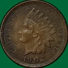 1902 Indian Head Cent Almost Uncirculated AU Coin #39478