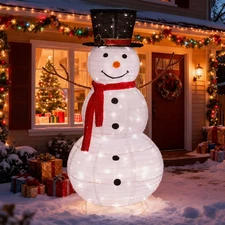 LED Lighted Snowman Christmas Snowman W/ 180 LED Lights,Hat Christmas Outdoor De