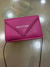 Balenciaga Mimi Trifold Leather Wallet - Pink