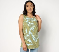 Denim & Co. Women's Top Sz XS Printed Favorite Jersey Scoop Multi-colored