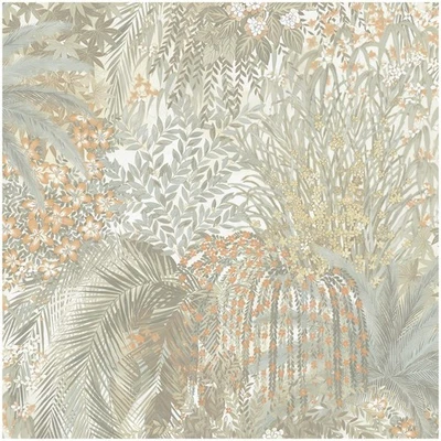 Papel pintado botánico grandeco Paradise verde azulado naranja lavable pegar el papel exuberante