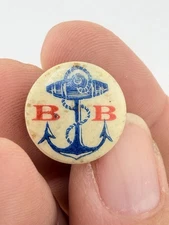 Antique US Navy BB Battleship Anchor Celluloid Pinback Button WWI Era