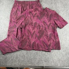 Evan Picone 2 piece pants set women's *12 pants 16 top silk burgundy paisley