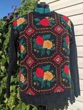 Fabulous Vintage Casual Corner Ramie/Cotton Ladies Rose Knit Sweater Size M