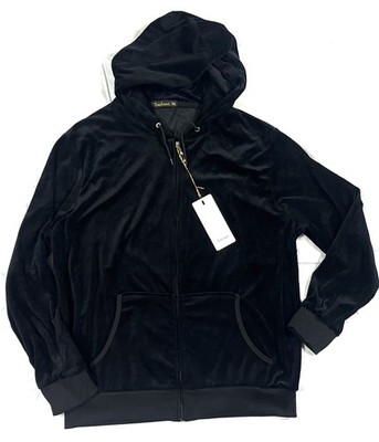 Tracksuit Mens 3XL Black Velour Full Zip Hoodie NWT LJS200X Soft Cotton Blend