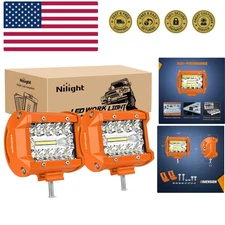 LED Light Bar 2PC 4Inch 60W Flood Spot Combo Triple Row Driving Lamp Roof Bum...