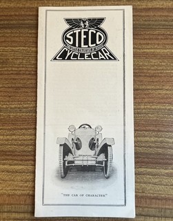 Steco Cyclecar Verkaufsprospekt um 1914. Oldtimer altes Auto VSCC
