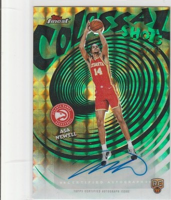 Asa Newell 2025-26 Topps Finest RC Colossal Shots Green Refractor Auto (21/75)