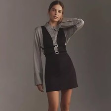 NWT Anthropologie Maeve Glam Buckle Pinafore Mini Dress Size 14 $148