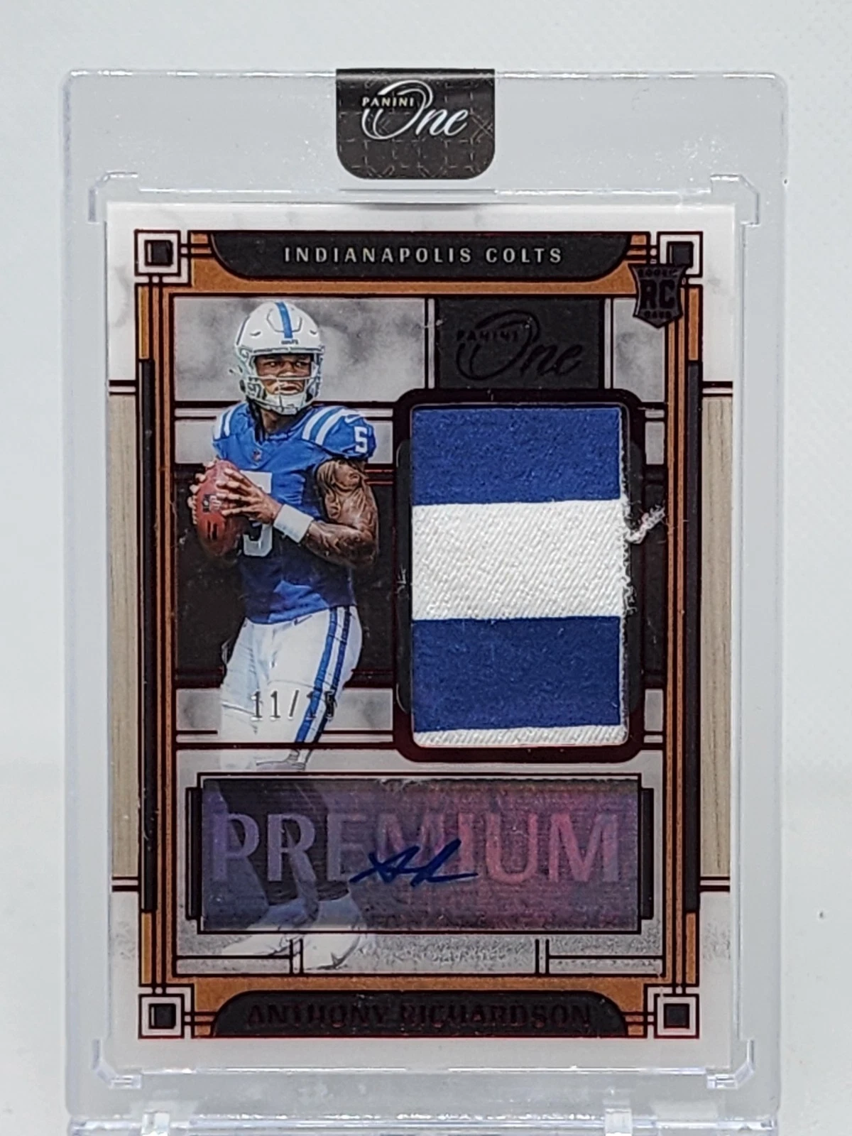 Anthony Richardson Panini One #137 Premium Patch Autograph-Red