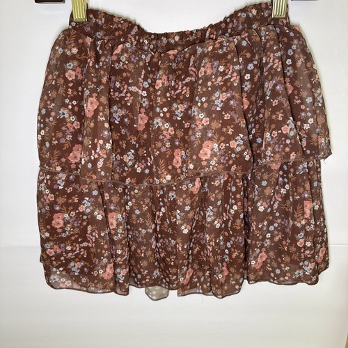 NUEVO CON ETIQUETAS Falda Floral Luna y Estrellas En Capas Marrón Niñas Talla Grande - Imagen 4 de 5
