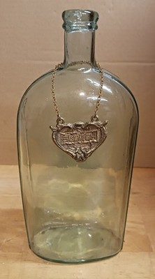 Vintage Scotch Whisky Bottle Antique Aqua Flask, Mancave Decor Old Collectible
