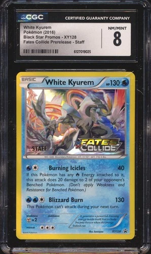 2016 Pokemon White Kyurem XY128 Fates Collide Prerelease CGC 8