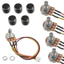 10K Ohm Linear Taper Rotary Potentiometer with Connector Wire and Knob Cover (5 