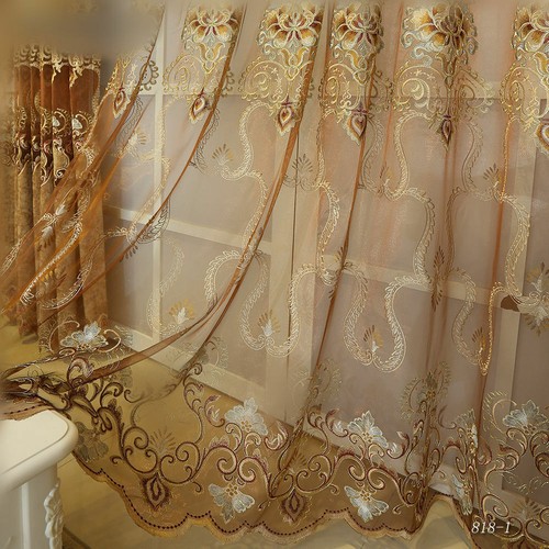 Custom European Chenille gold embroidered blackout curtain valance M701 - Picture 5 of 6