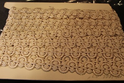 Ivory and Gold Scroll Braid Gimp Trim, Home Decor, Upholstery Trim 15+ yards