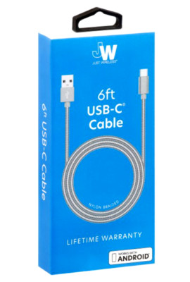 JW, Just Wireless, Nylon Braided 6 Feet USB-C Cable for Android Devices