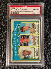 1972 Topps Baseball #92 A.L. ERA Leaders PSA 8