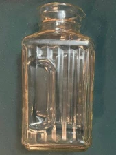Anchor Hocking Refrigerator Jar Clear Ribbed Glass 2 qt Pitcher w Inset Handle