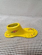 Antique Child's Cast Iron Cobbler Shoemaker Shoe Mold Painted  Floral Stickers