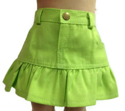 Doll Clothes 18'' Skirt Jean Lime Ruffle Hemline Fits American Girl Dolls