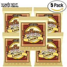 5-PACK Ernie Ball 2004 Earthwood 80/20 Bronze Acoustic Guitar String Light 11-52