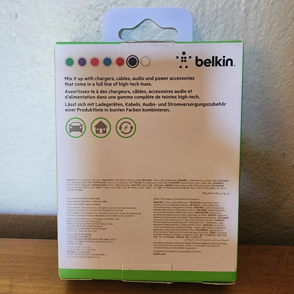 Belkin Micro USB to USB Cable 6 Inch Black - NEW IN BOX - Image 2 of 4
