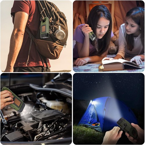 Portable Hand Crank Dynamo Rechargeable Led Flashlight Torch Light Lights Solar - Picture 9 of 12