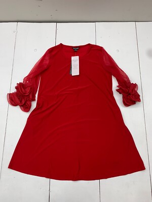 nina leonard red dress Women's Nina Leonard Mock Neck Sweater Dress with Faux Pearls