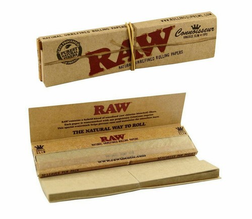 RAW Connoisseur King size Slim Skin Rolling Papers 3x with Roach Tips - Picture 3 of 6