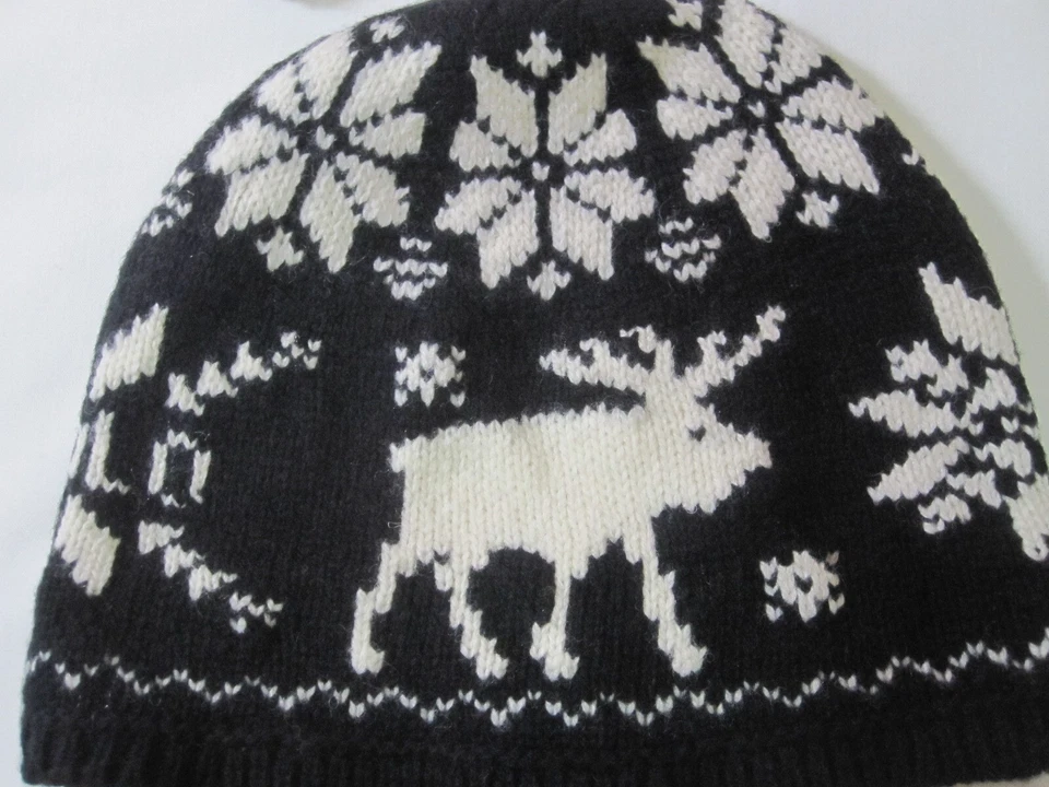 Polo Ralph Lauren Moose Shetland Wool Trapper Hat Snowflake Tassel (Black | NWT) - Image 3 of 4