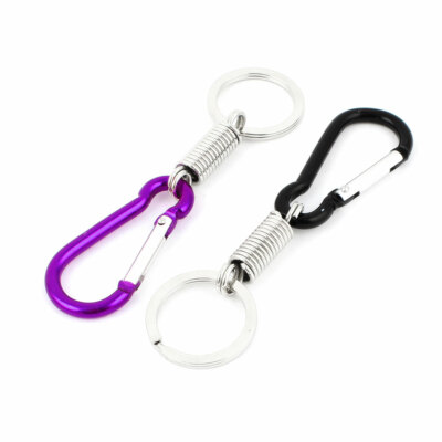 2pcs Black Purple Carabiner Clip Spring Loaded Keychain Keyring