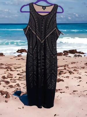 Mossimo Beach Dress Sz L BLACK Cut Out Lace Mediterranean LINED Bodycon |  eBay