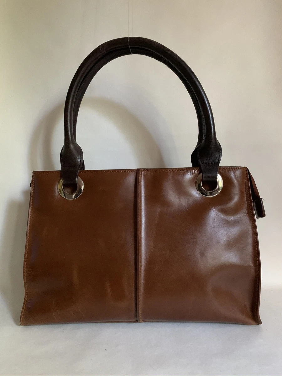 Clarks Dark Tan Medium Leather Tote Handbag Brown Handles Brown Fabric  Lining | eBay