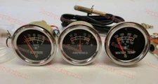 New TRACTOR Oil Amp Temperature Gauge Set W/ CHROME BEZEL for MANY Brands 2"