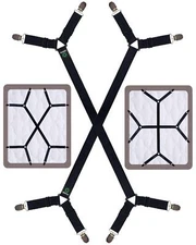 Bed Sheet Holder Straps Adjustable Sheet Stays Keepers with Elastic Bands