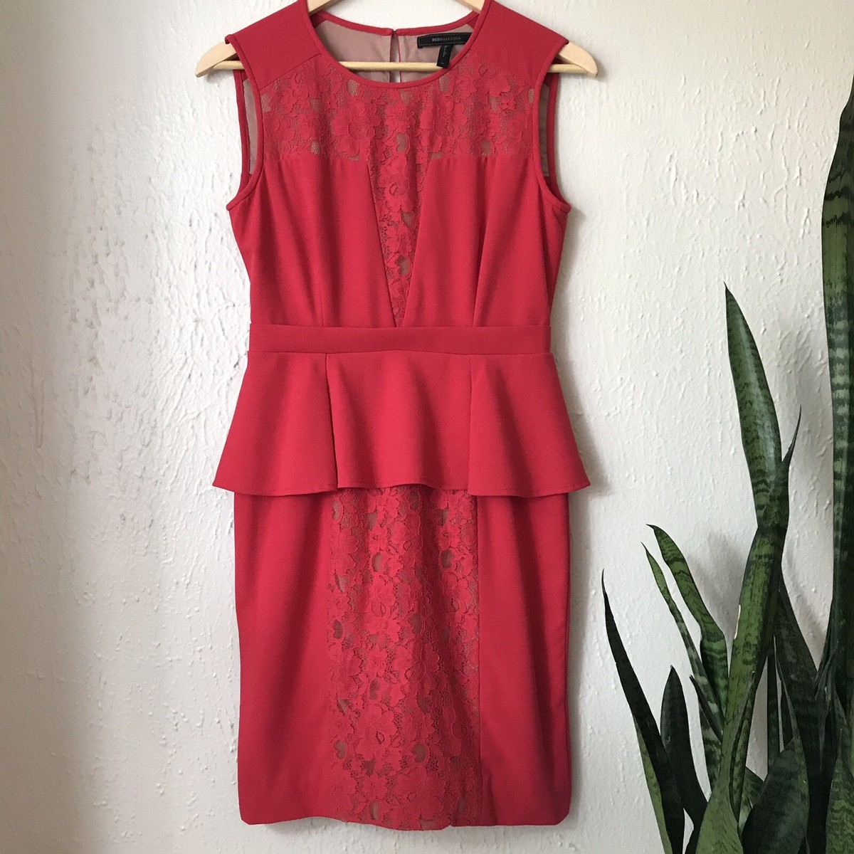 bcbg red peplum dress BCBGMAXAZRIA Strapless Evening Dress in Red