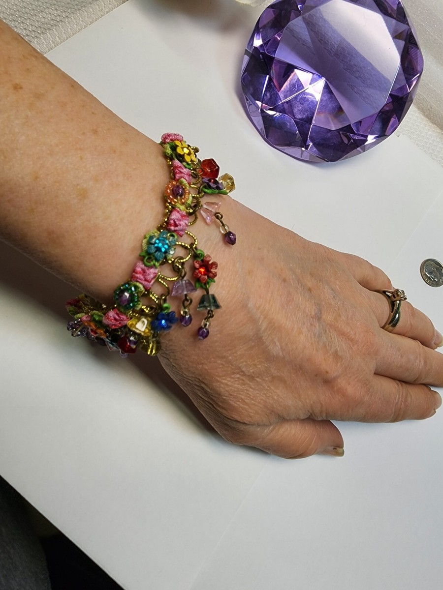 Bracelet Manchette Large Michal Negrin Multicolore Avec Sa Bague - Ensemble Occasion - Style Baroque Et Fantaisie