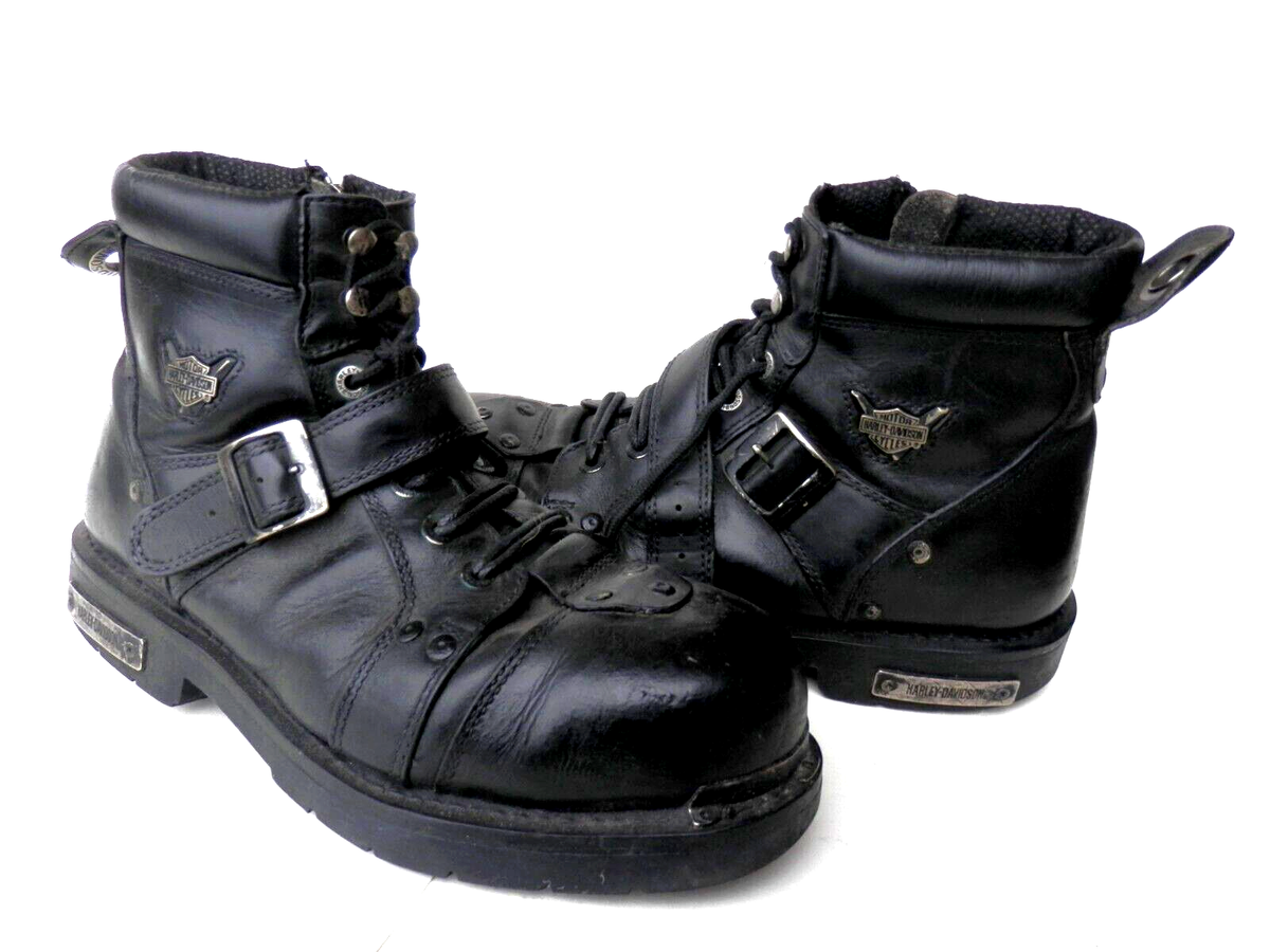 Harley Davidson Black Leather steel toe Boots Shoes Men