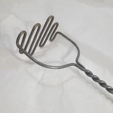 Vintage Large Potato Masher With Wood Handle 15" Rustic twisted metal